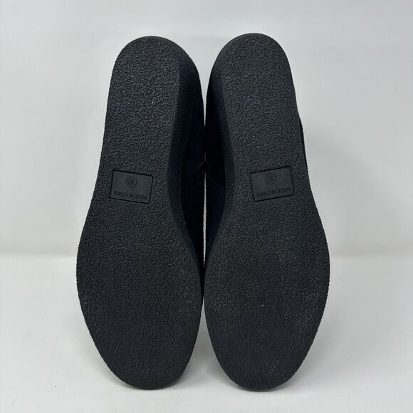 Lands End Womens Black Suede Booties 10W Fleece Lined Ankle Boots Side Buckle - Picture 6 of 13